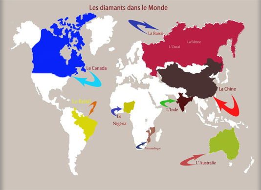 les gisements diamantifères dans le monde 