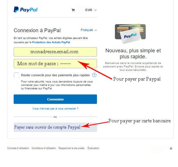 Paiement par Carte bancaire ou Paypal 