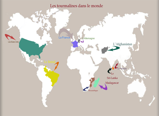 les tourmalines noire dans le monde